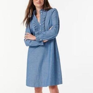 NWT J Crew Ruffle-Front Chambray Dress